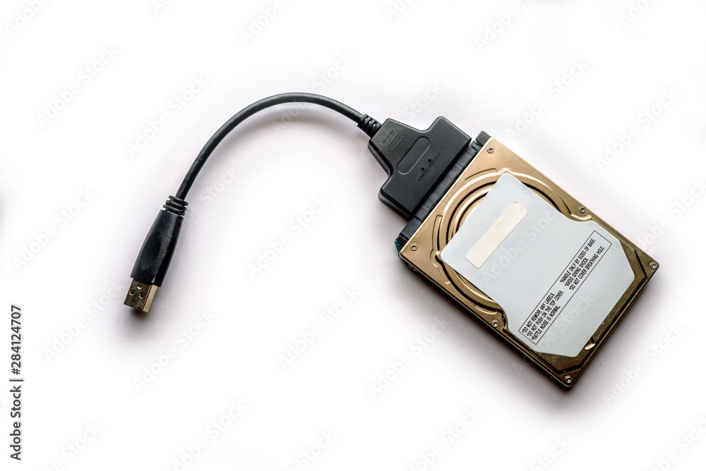 sata cable connected to hdd 2.5 hard drive disk closeup view sata cable connected to hdd 2.5 hard drive disk closeup view