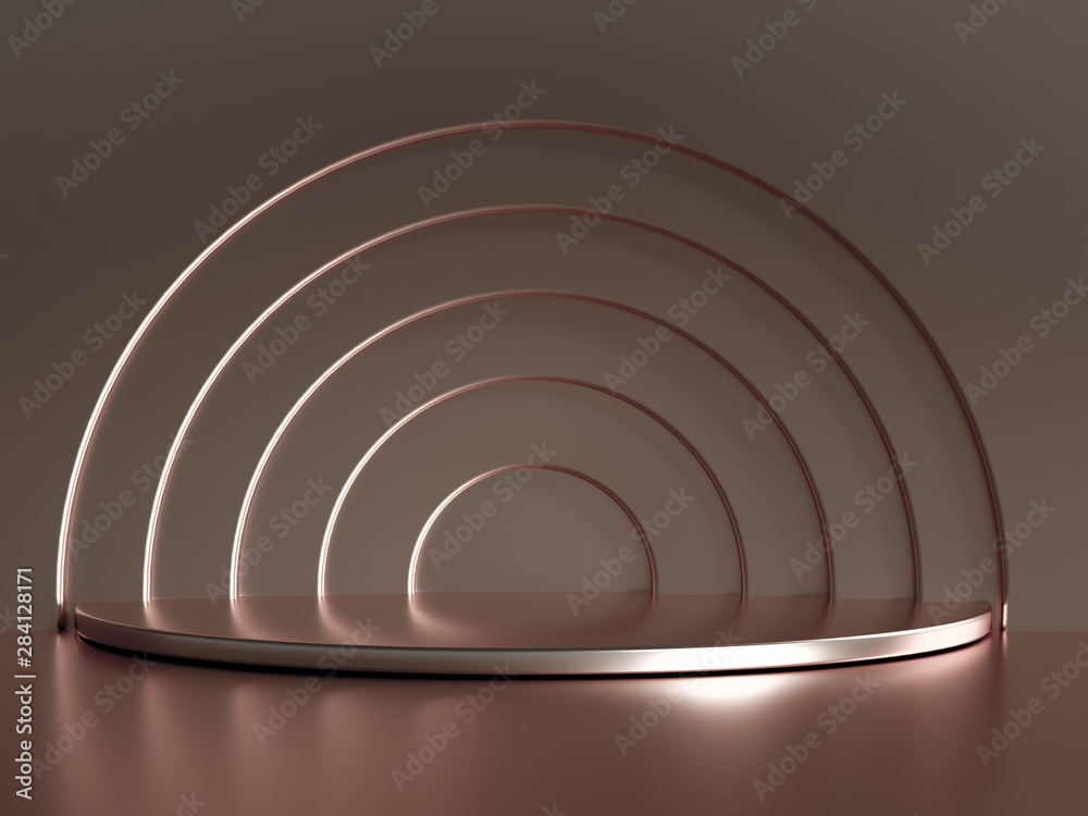 Obraz premium Beautiful, elegant background with a pedestal and a showcase. 3d illustration, 3d ..rendering.