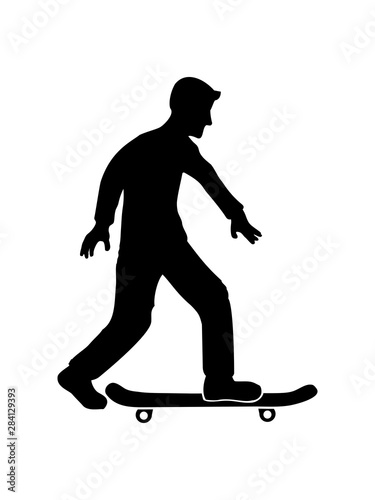 silhouette skate design cool text brett skater skateboard fahren sport hobby spaß rollen unterwegs tricks stunts schnell clipart
