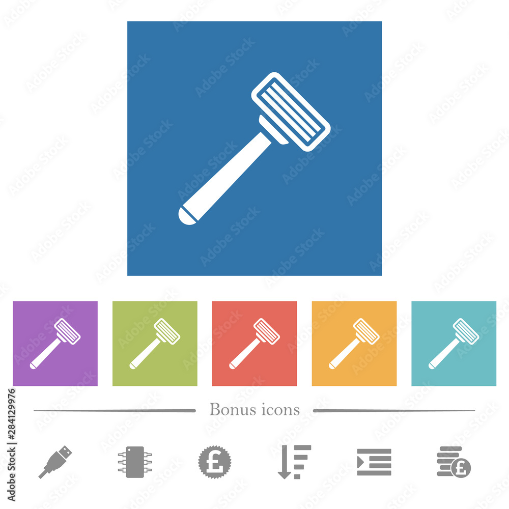 Razor flat white icons in square backgrounds Razor flat white icons in square backgrounds