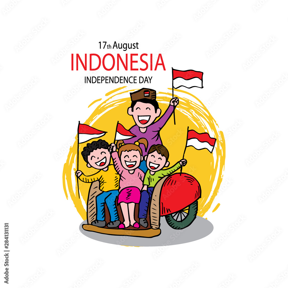 Naklejka premium Indonesia independence day, 17th August. Greeting card.