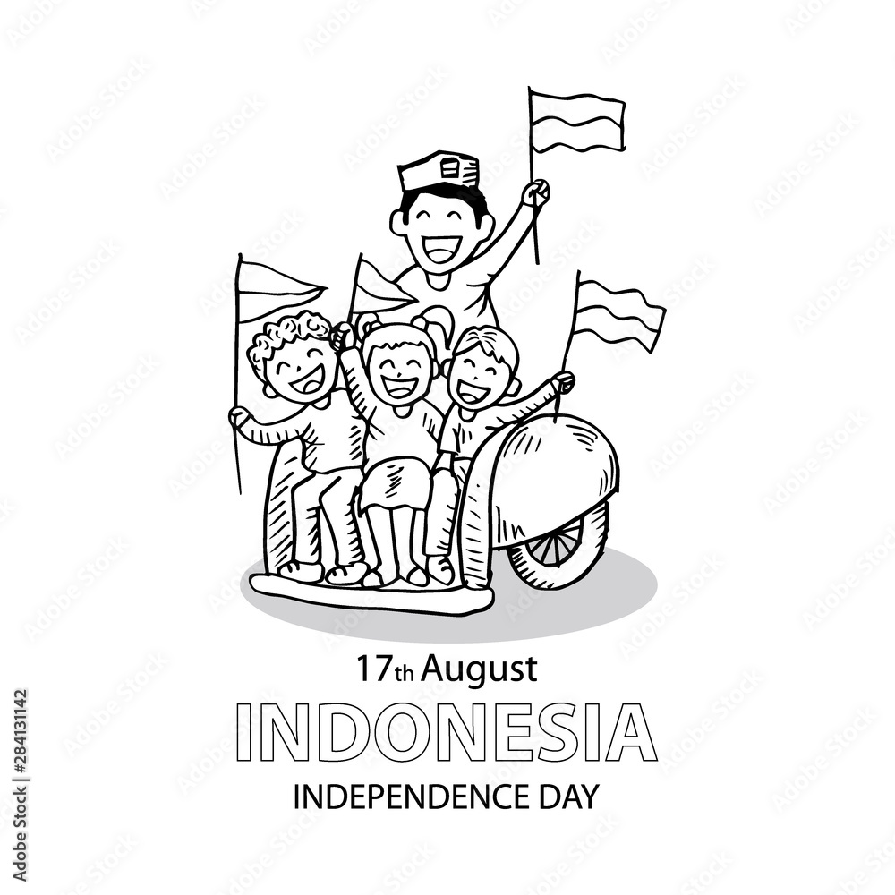Indonesia independence day, 17th August. Coloring book.. Stock Vector