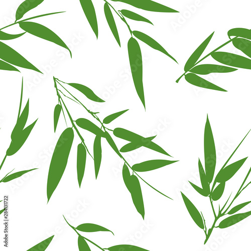 Fototapeta Naklejka Na Ścianę i Meble -  Bamboo green branches seamless background. Vector illustration.