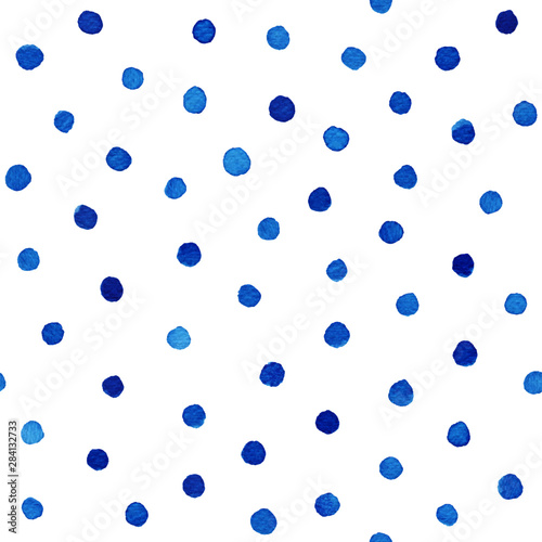 watercolor polka dot patterns. Seamless patterns, hand painted, white background, Vector.