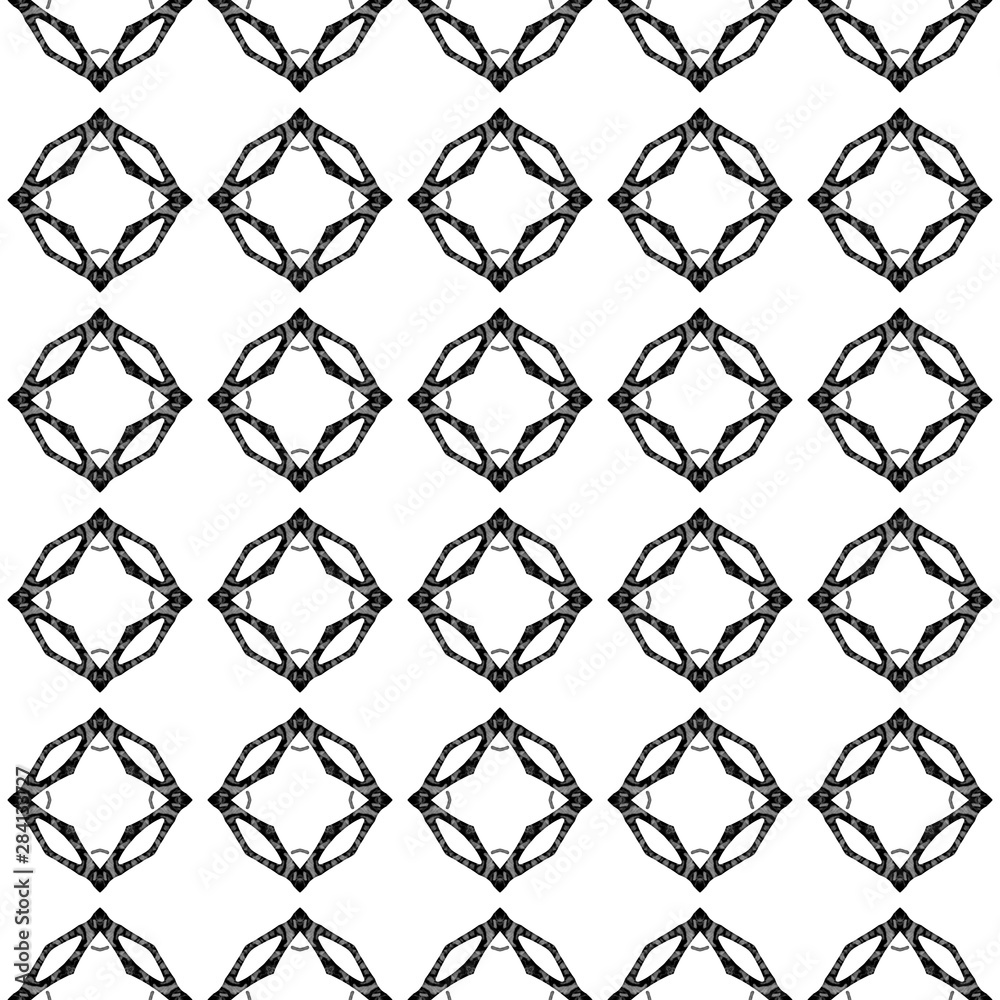 Naklejka premium Black and white geometric seamless pattern. Hand d