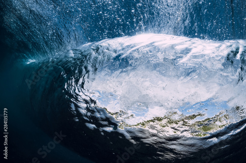 Breaking wave in underwater. Ocean element in underwater