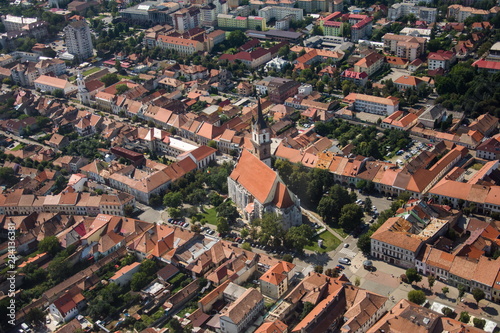 ROMANIA Bistrita view from the plane,The Evangelical Church, august 2019
