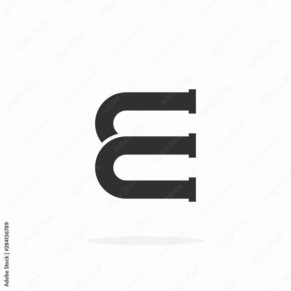 Plumbing Pipe Vector Letter E. E Plumbing Design Vector Plumbing Pipe Vector Letter E. E Plumbing Design Vector