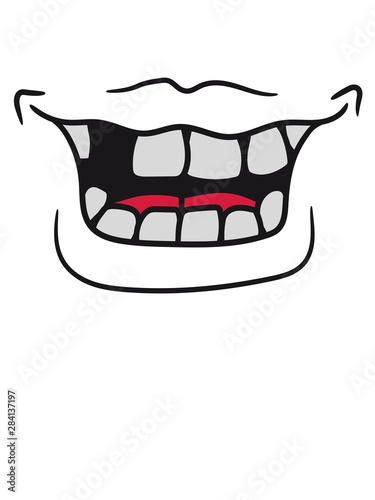 Mund Grinsen Lachen Lustig Zahnlucke Comic Cartoon Cool Zahne Clipart Grosse Fresse Lacheln Gesicht Design Stock Illustration Adobe Stock