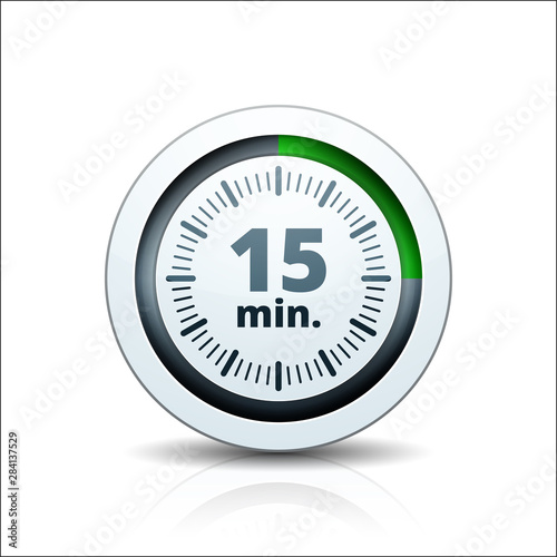 15 Minute Timer Clock button illustration photo