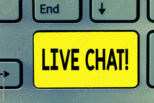 Word writing text Live Chat. Business concept for Conversation on the internet Multimedia mobile communication.