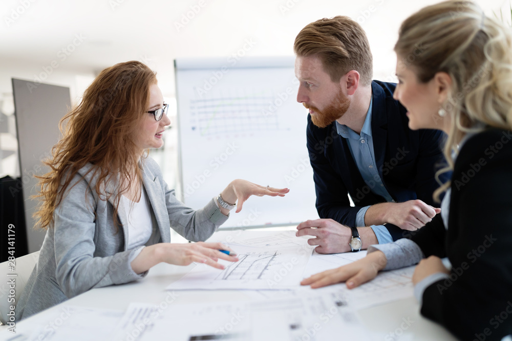 Fototapeta premium Team of architects working together on project