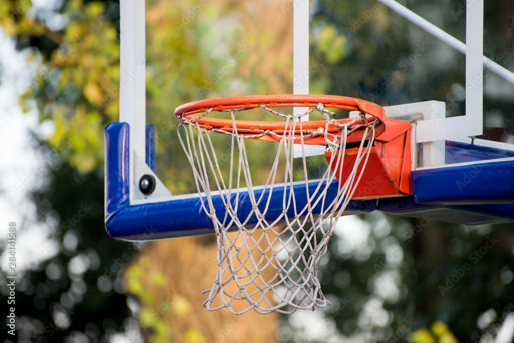 Close-up of a basketball hoop