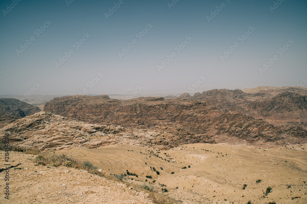 Jordan, - may, 2019: View of Wadi Rum Desert and Mountains in Jordan