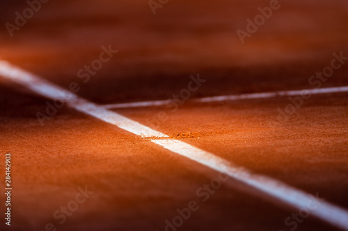 View on a tennis court and baseline