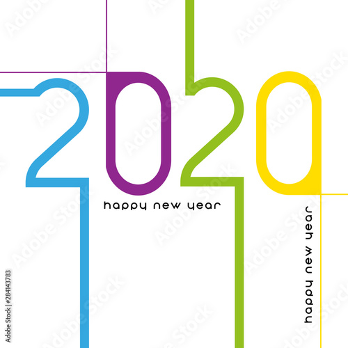 Happy New Year 2020. Vector illustration concept for background, greeting card. Website, mobile website and social media banner. Party invitation card and other marketing material