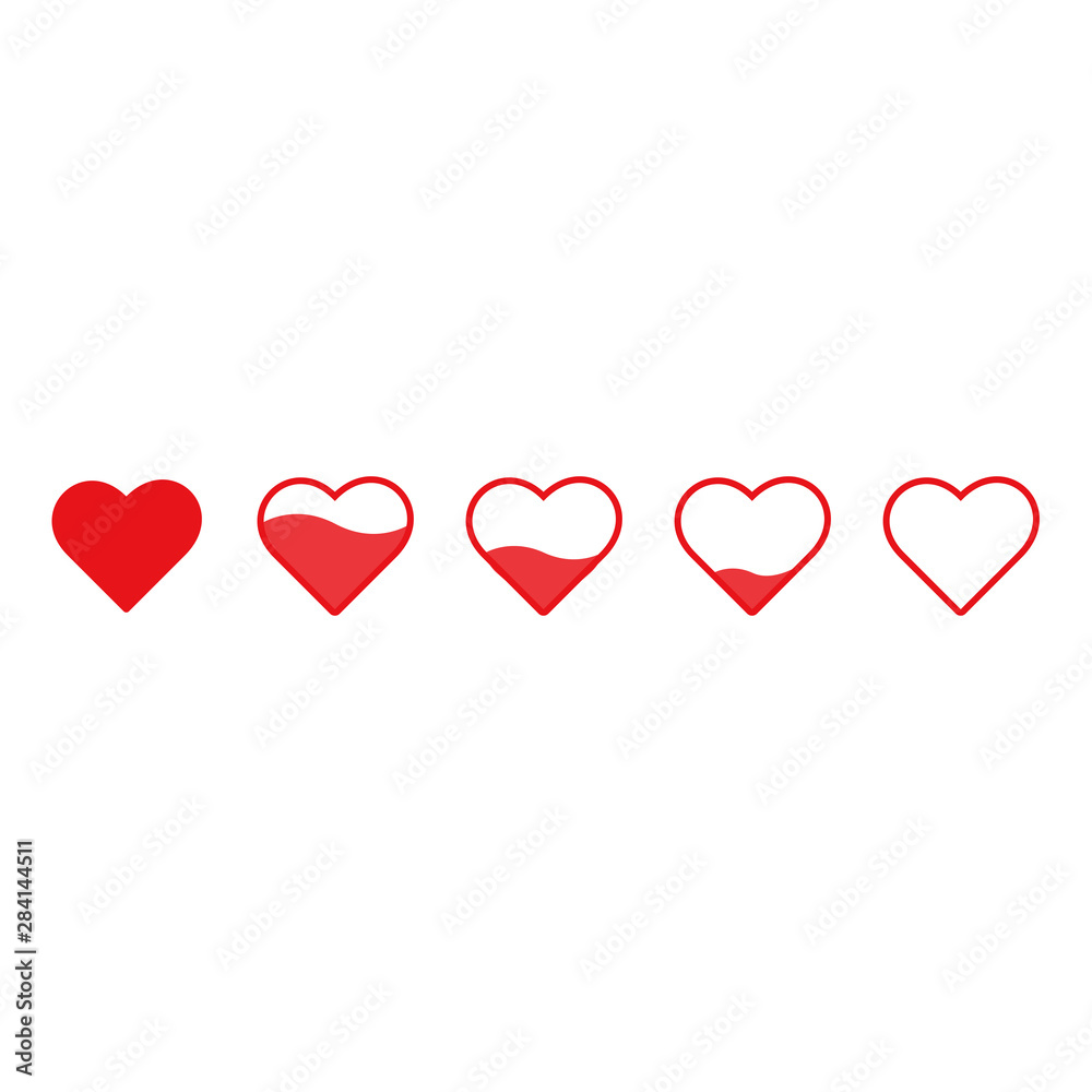 icon love red feel hearts and numbers and white background vector illustration