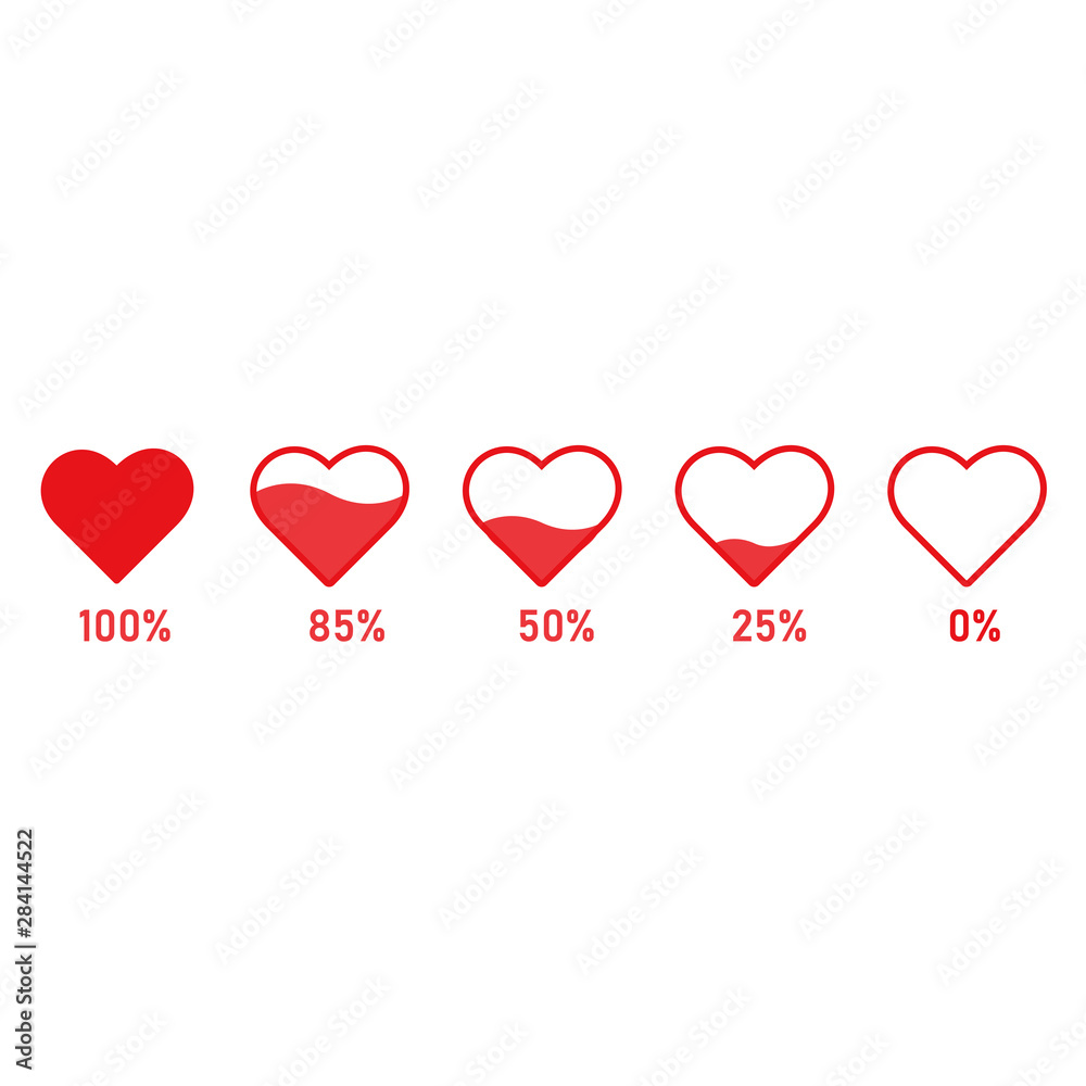icon love red feel hearts and numbers and white background vector illustration