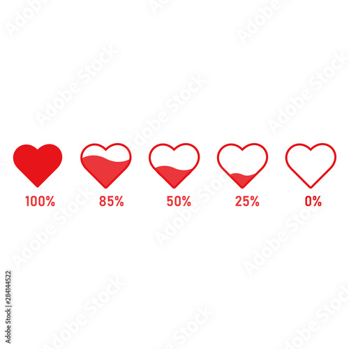 icon love red feel hearts and numbers and white background vector illustration