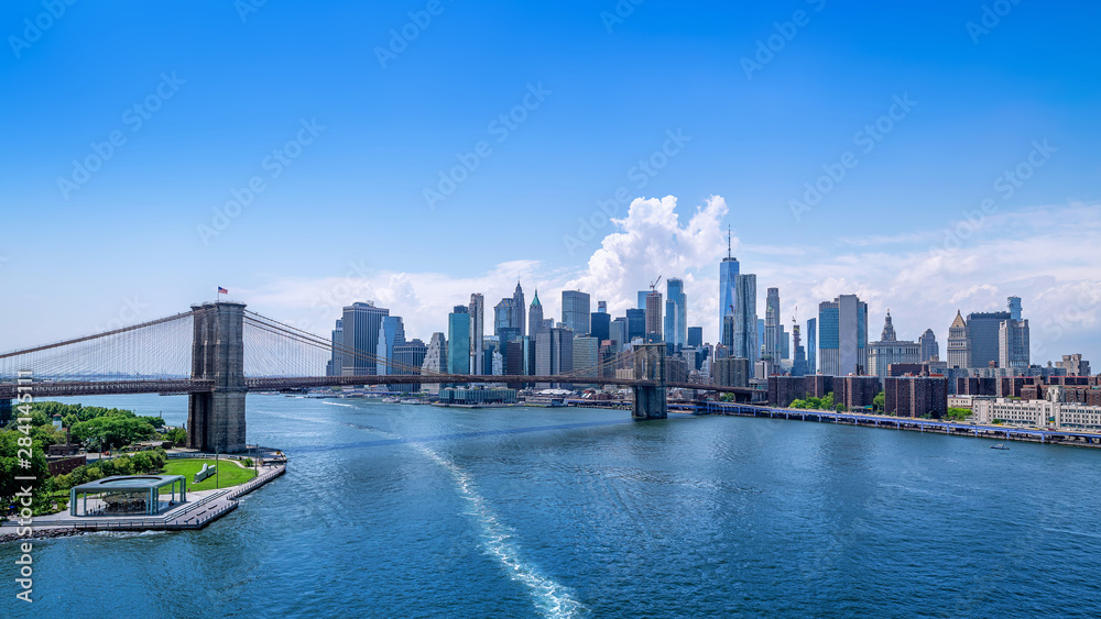 panoramic view at manhattan on a sunny day