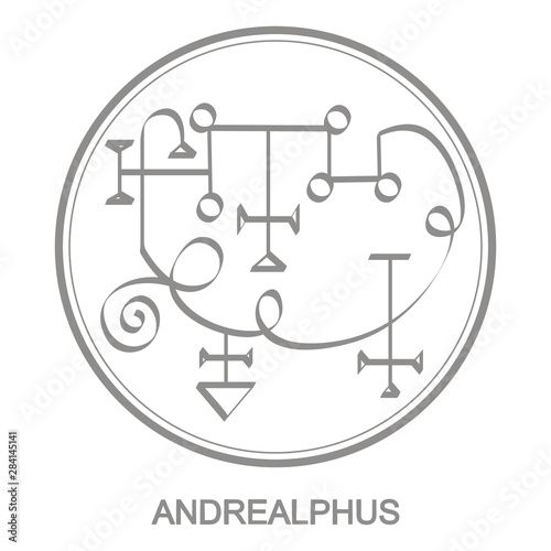 Vector icon with symbol of demon Andrealphus Sigil of Demon Andrealphus photo