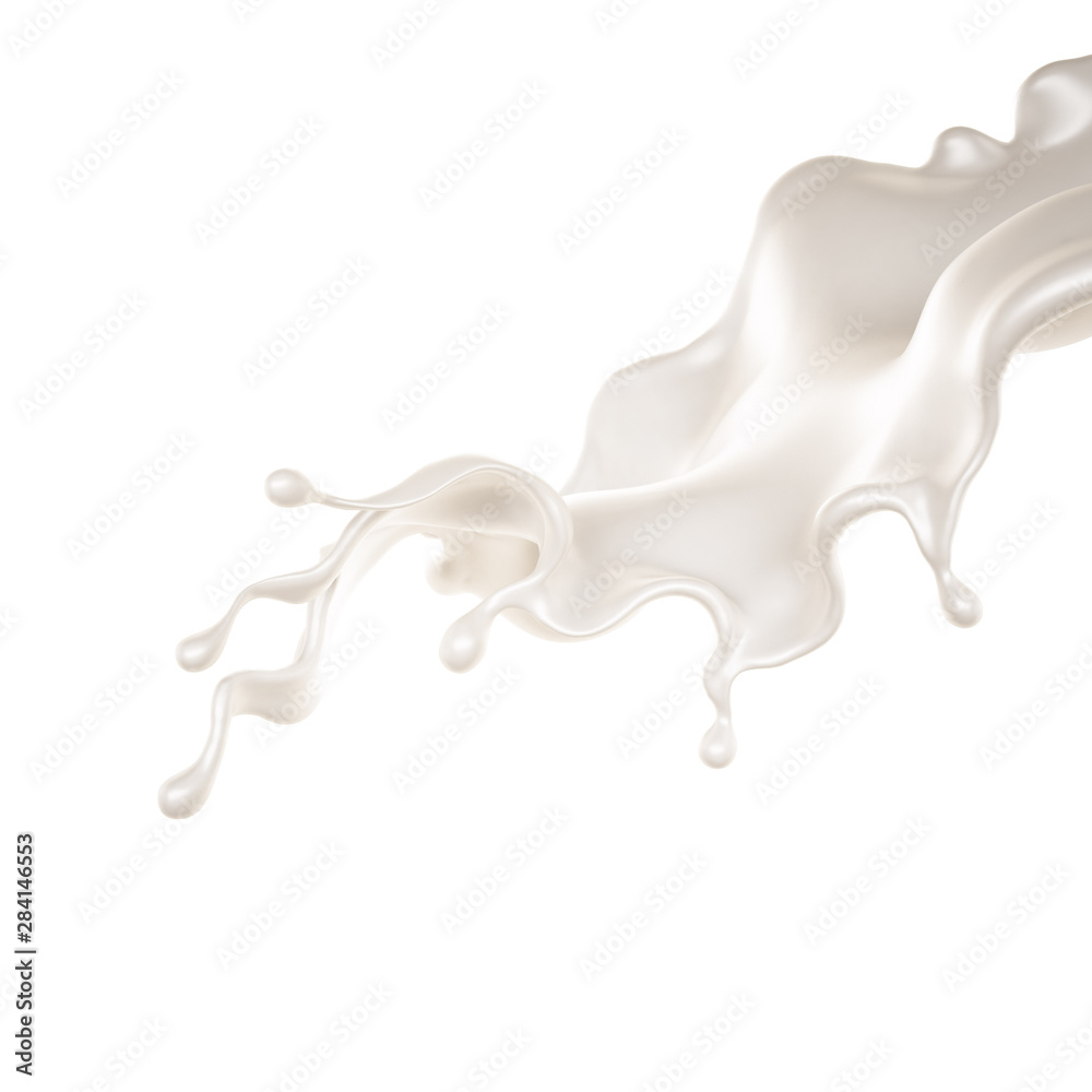 Splash of bright liquid on a white background. 3d illustration, 3d rendering.