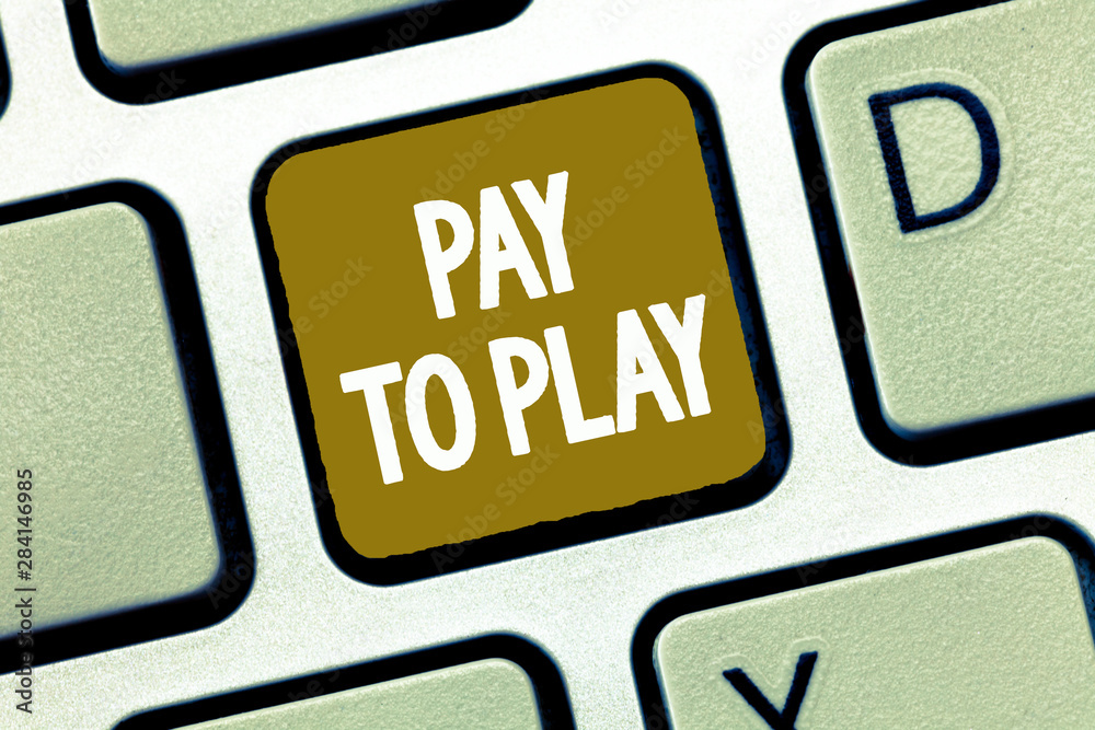Conceptual hand writing showing Pay To Play. Business photo showcasing Give money for playing a game Gambling Sports Entertainment. Conceptual hand writing showing Pay To Play. Business photo showcasing Give money for playing a game Gambling Sports Entertainment.