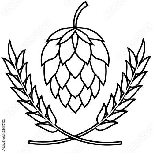 Hops line icon, logo isolated on white background