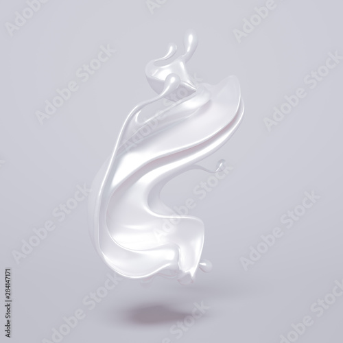 Splash of bright liquid on a white background. 3d illustration, 3d rendering.