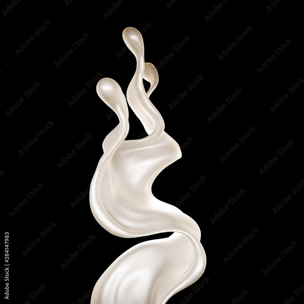 Milk splash on black background. 3d illustration, 3d rendering. Milk splash on black background. 3d illustration, 3d rendering.