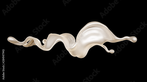 Milk splash on black background. 3d illustration, 3d rendering.