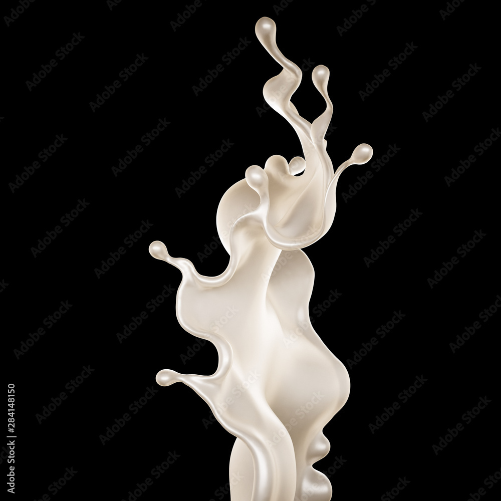 Milk splash on black background. 3d illustration, 3d rendering. Milk splash on black background. 3d illustration, 3d rendering.