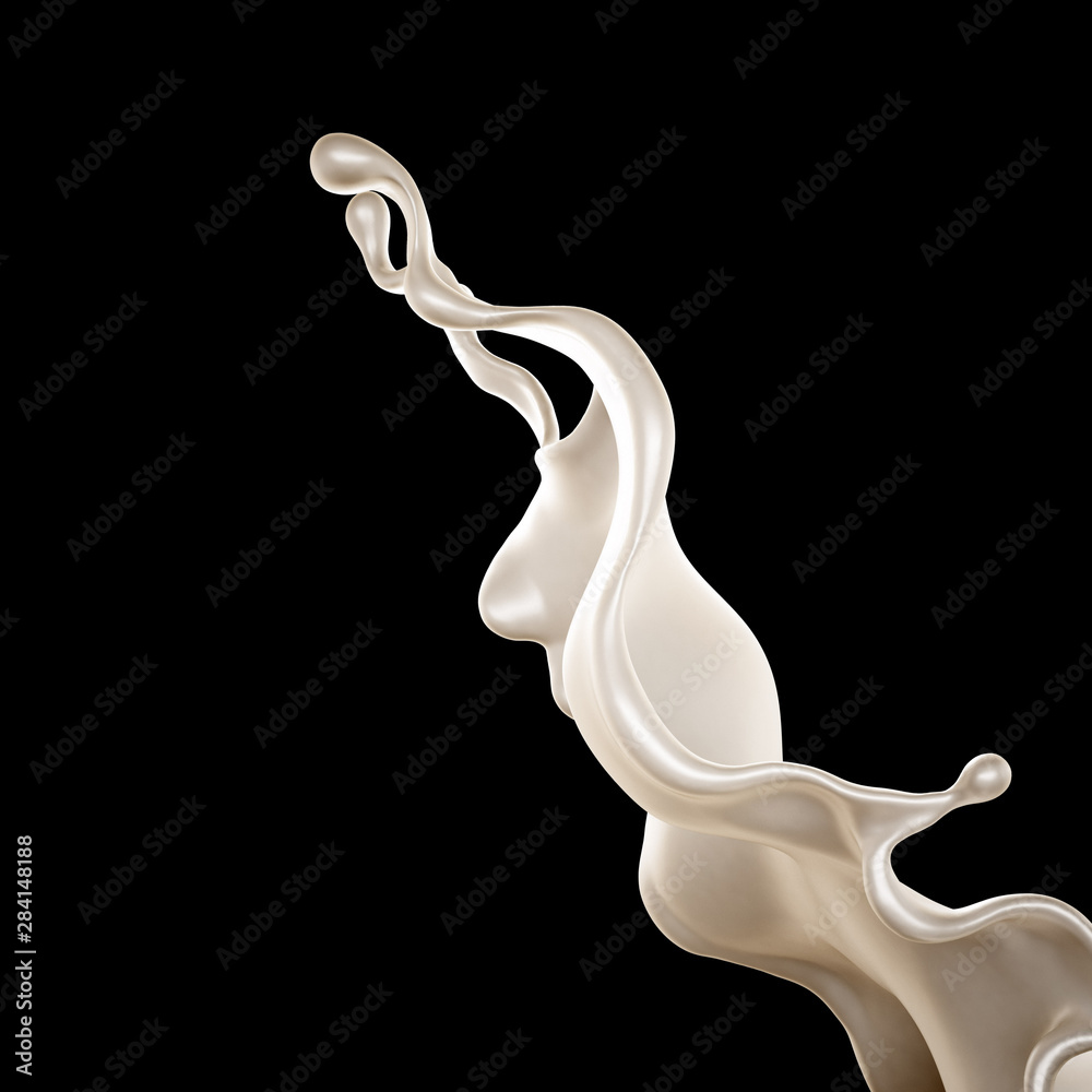 Milk splash on black background. 3d illustration, 3d rendering. Milk splash on black background. 3d illustration, 3d rendering.