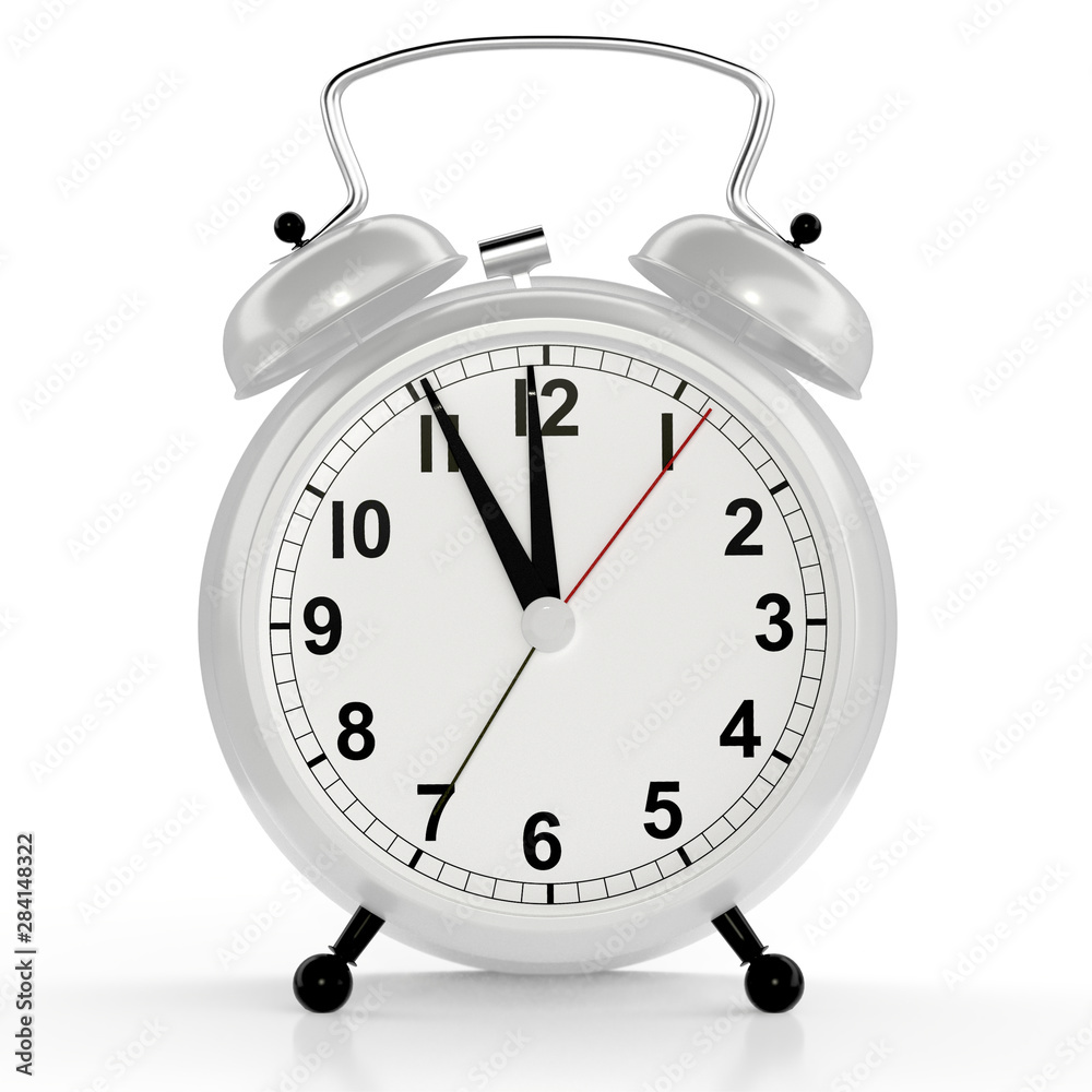 Alarm clock on white background. 3D rendering Alarm clock on white background. 3D rendering