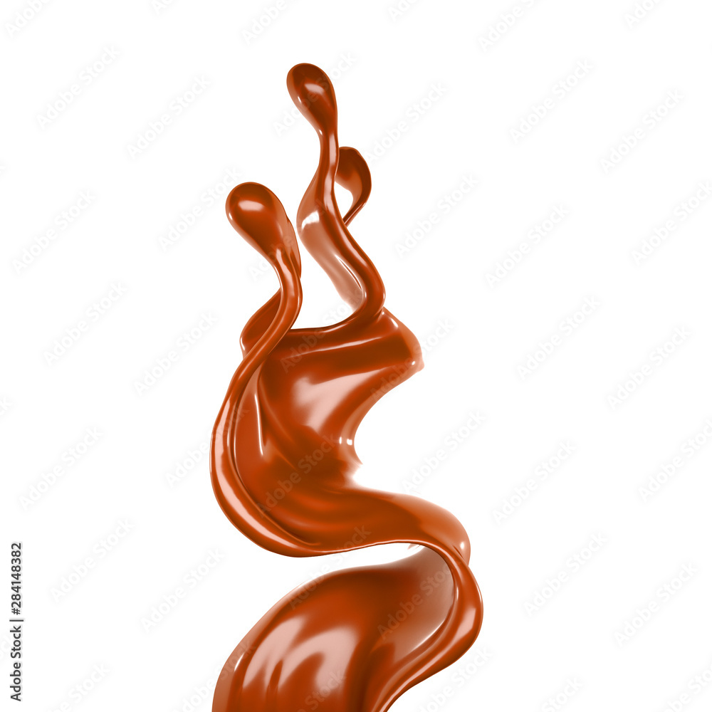 Splash of chocolate 3d illustration, 3d rendering. Splash of chocolate 3d illustration, 3d rendering.