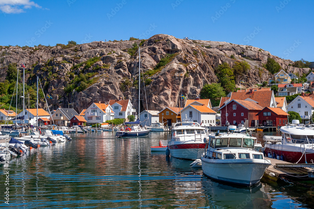 Yachts in the marina of Swedish village Fjallbacka on the west coast.