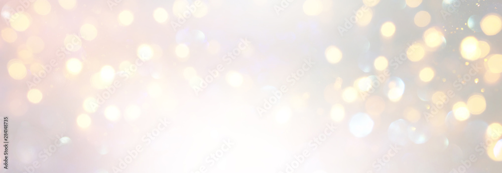blackground of abstract glitter lights. silver and gold. de-focused - obrazy, fototapety, plakaty 