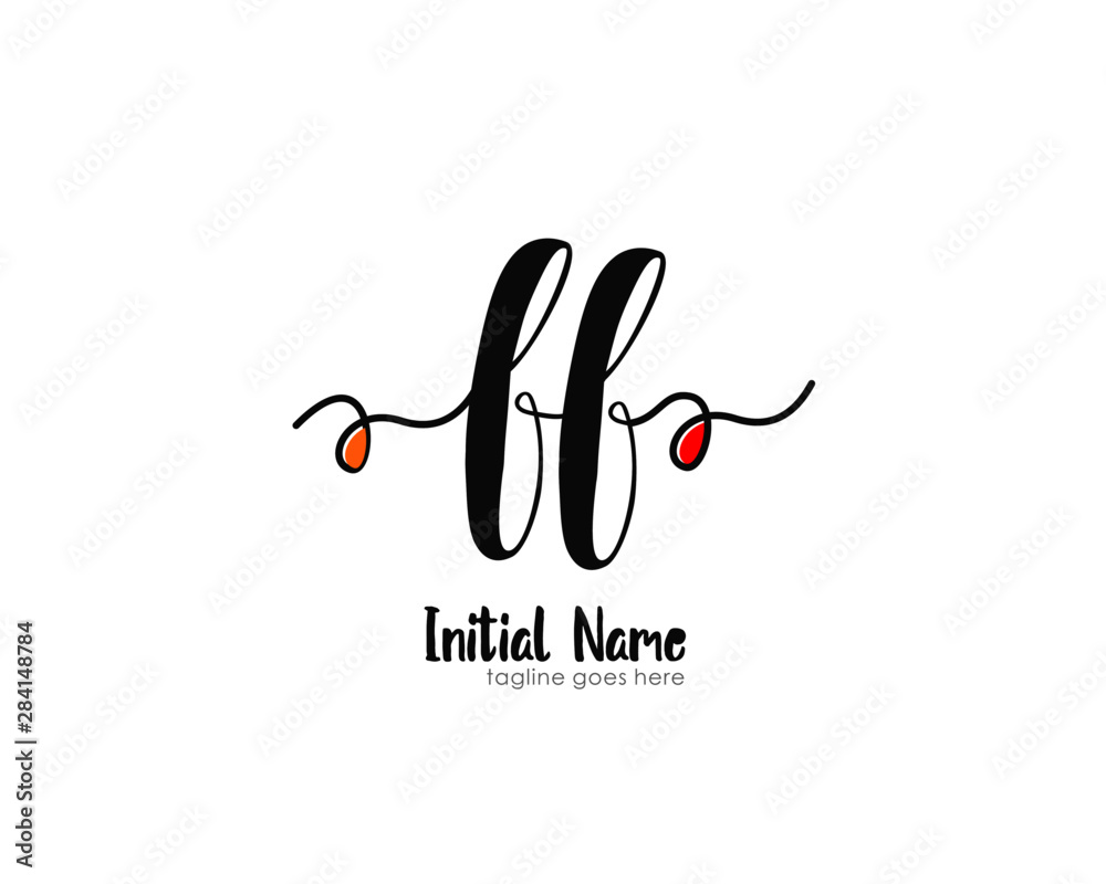 F FF Initial brush color logo template vetor