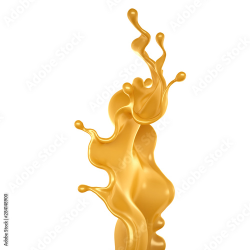 Caramel splash 3d illustration, 3d rendering.