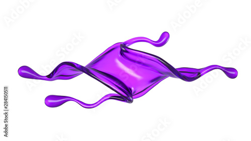 Splash of purple paint on a white background. 3d illustration, 3d rendering.
