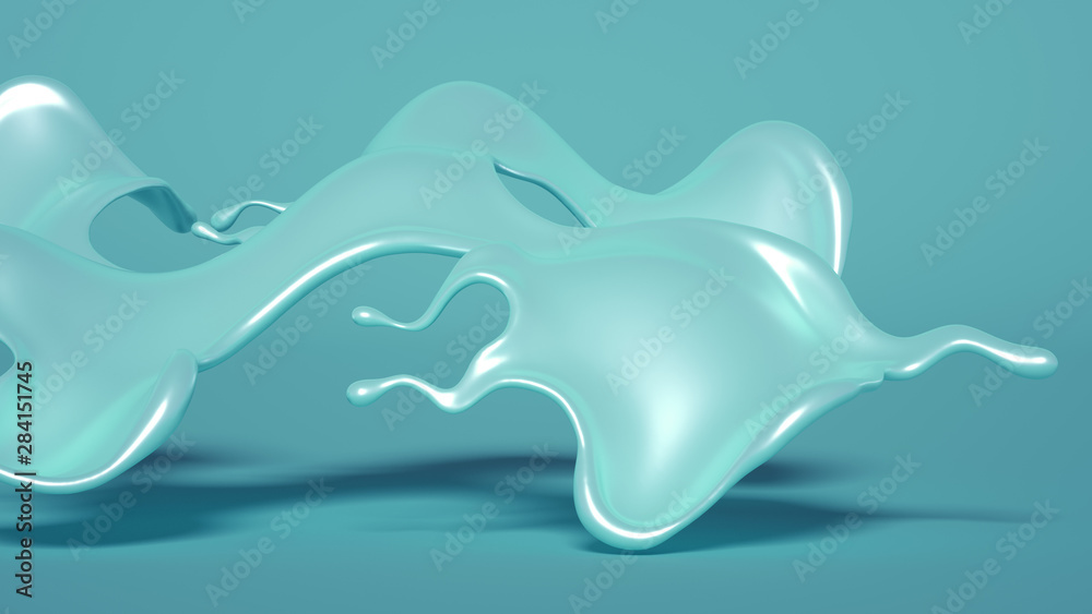 Splash of turquoise paint on a white background. 3d illustration, 3d rendering. Splash of turquoise paint on a white background. 3d illustration, 3d rendering.