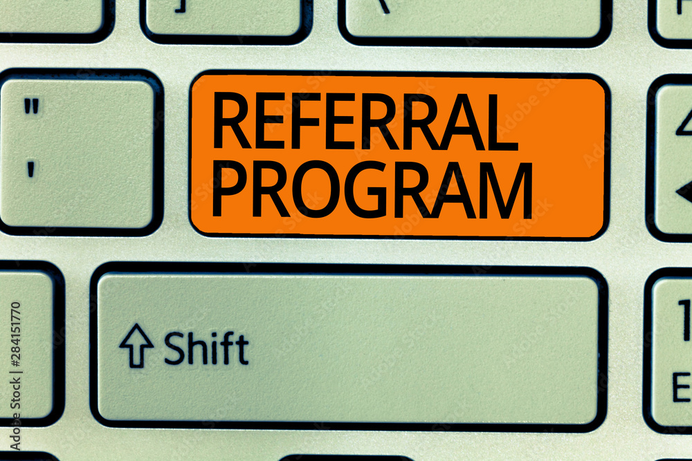 custom made wallpaper toronto digitalWriting note showing Referral Program. Business photo showcasing sending own patient to another physician for treatment.