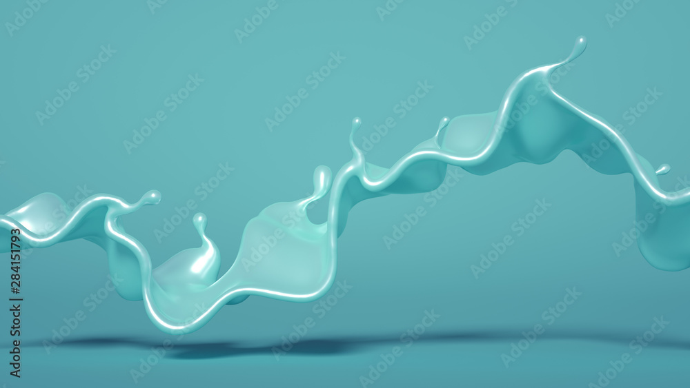 Splash of turquoise paint on a white background. 3d illustration, 3d rendering. Splash of turquoise paint on a white background. 3d illustration, 3d rendering.