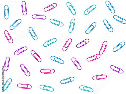 Stationary paperclips isolated on white background