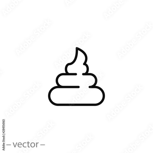 poop icon, shit, pile of poo thin line symbol on white background - editable stroke vector illustration eps 10