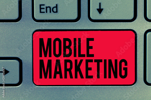 Wallpaper Mural Text sign showing Mobile Marketing. Conceptual photo technique focused reaching audience on their smart device. Torontodigital.ca