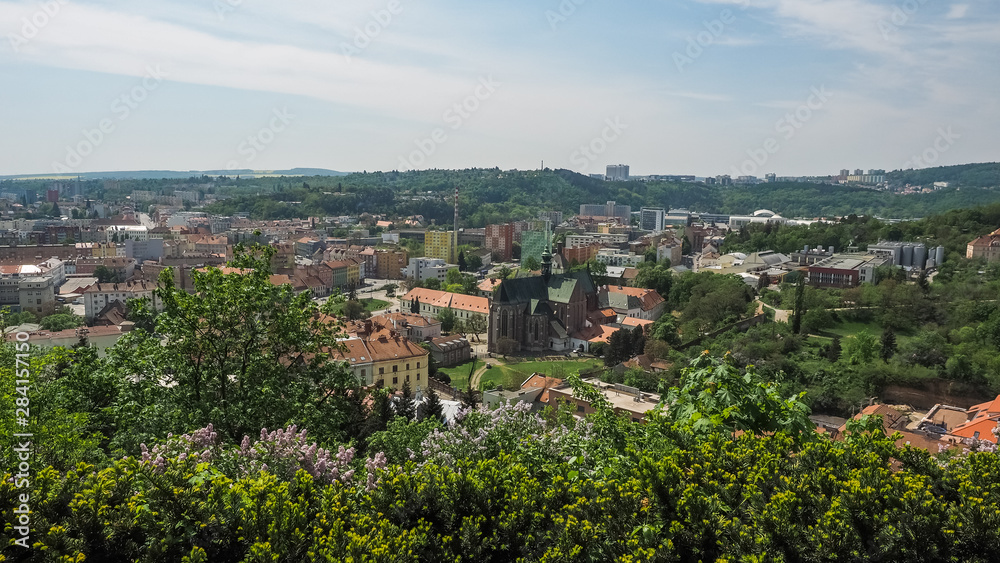 The city of Prague in the summer time panoramic view of the old town