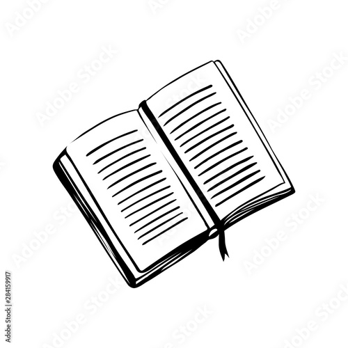 Open book isolated icon. Symbol of library, knowledge and literature. Back to school