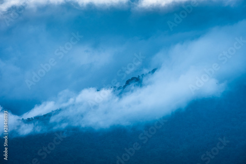 Mountain and fog at Champasak, Laos