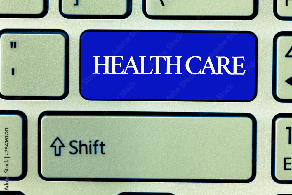 Text sign showing Health Care. Conceptual photo Medical Maintenance Improvement of Physical Mental conditions. Text sign showing Health Care. Conceptual photo Medical Maintenance Improvement of Physical Mental conditions.